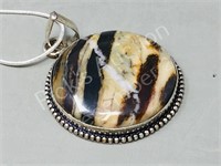 Jasper & silver pendant & chain