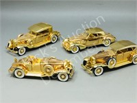 4 vintage model cars- gold color