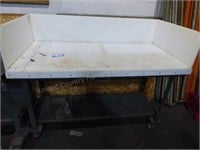 Rolling work table approx. 29" x 60" w/ plastic