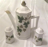 Mikasa pitcher with lid -salt & pepper shakers