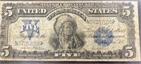 1899 Indian Chief $5 Silver Certificate Currency