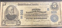 Series 1902 -Binghamton $5 Nat. Currency 1903