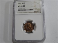 1931 s MS 63 RB NGC Key Date Lincoln 1 c