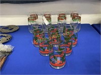 SET OF EIGHT AND NINE HOLLY BERRY DRINKING GLASSES