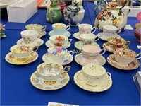 14 ASSORTED ENGLISH BONE CHINA CUP AND SAUCER SETS