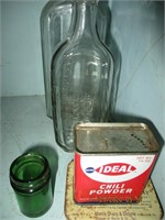 Misc. Lot-Medicene Bottles,Spice Tins,etc.