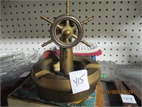 Brass Ships Wheel Table Thermometer Ashtray