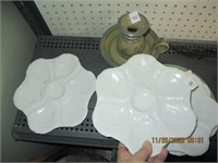 2 Vtg. Porcelain Oyster Plates-has flea bites