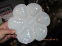 Vtg. Portieux Milk Glass Oyster Plate