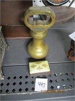 Brass Weight & Porcelain Brass Matchbox Holder