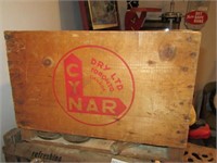 CYNAR WOOD SODA CRATE WITH BOTTLES