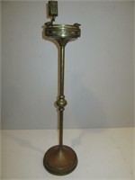 VINTAGE BRASS ASHTRAY STAND WITH MATCH HOLDER