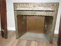 ANTIQUE CAST IRON AND COPPER FIREPLACE INSERT