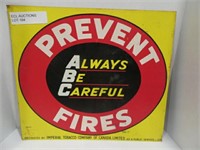 IMPERIAL TOBACCO PREVENT FIRES TIN SIGN
