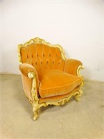 Vintage, Orange Plush Padded Sofa Chair