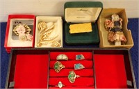 COSTUME JEWELRY-6 RINGS, BROACHES....