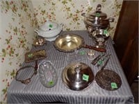 Misc lot of Silverplate and glassware lot