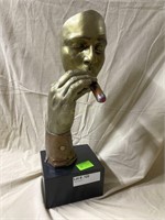Statue of Man Smoking Cigar Signed By John Cutrone