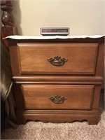 Wood End Table (22"x16"x22") and Alarm Clock