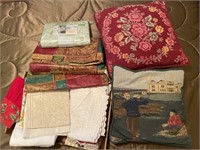 Throw Pillows, Table Cloths, Doilies, Towels and
