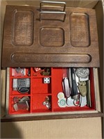 Men’s Jewelry Box and Contents including Tokens,