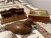 Night Stand Tray, 2-Piece Duck with Watch,