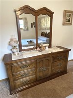Solid Wood Dresser and Mirror 66"x18"x31" with a