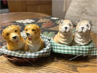Dog in Baskets Salt and Pepper Shakers