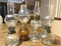 (4) Miniature Oil Lamps 9”