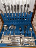 Silver Plate and Stainless Flatware in Box