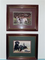(2) Small Framed Prints of Bird Dogs