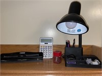 Desk Lamp with Organizer, 3-Hole Punch,
