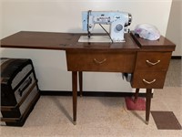 White Sewing Machine in Sewing Machine Table