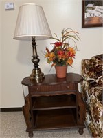 End Table, Lamp, and Faux Plant