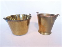 (2) Brass Buckets with Bale Handles