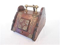 Wood Scuttle Box with Brass Accents