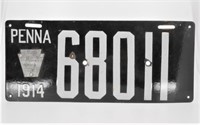 1914 Pennsylvania Enameled License Plate