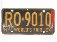 1964 New York Worlds Fair License Plate
