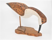 Carved Wood Sandpiper on Stand