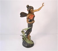 Spelter Fairy Statue with Cold Paint