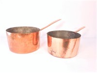 (2) Large Copper Sauce Pans