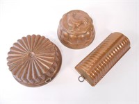 (3) Copper and Tin Food Molds