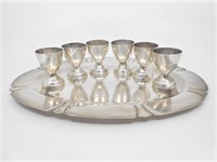 Sterling Cordial Set Cups and Tray Mexico