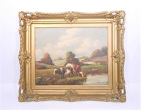 Pasture Scene with Cows Signed D Bangalli