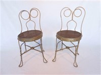 (2) Childs Wire Work Ice Cream Parlor Chairs