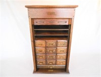 Rand McNally and Co. Oak Cabinet with Tambour Door
