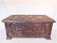 Mayan Themed Carved Wood Chest