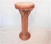 Contemporary Wood and Marble Pedestal Column