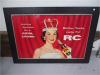 1960s Framed Cardboard Royal Crown Soda Sign