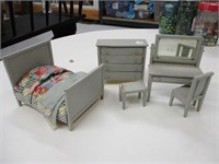 Lot (5) Early Wooden Dollhouse Furniture